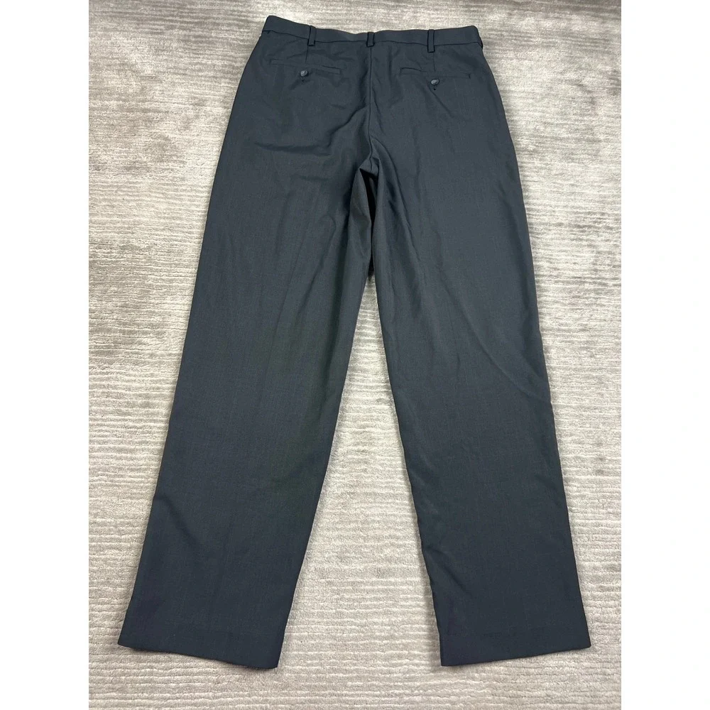 Croft & Barrow Dress Pants Mens 36x34 Charcoal Grey Flat Front Classic Trousers